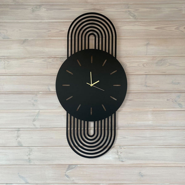 A modern clock 120x60cm/47.2x23.6in Silver Black All Products by MetalWallDesigns | MetalWallDesign