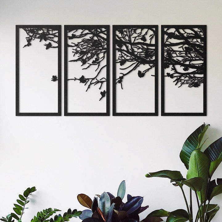 Autumn Tree 4 Pieces Each Part: 44x88/17.3x34.6in Black All Products by MetalWallDesigns | MetalWallDesign