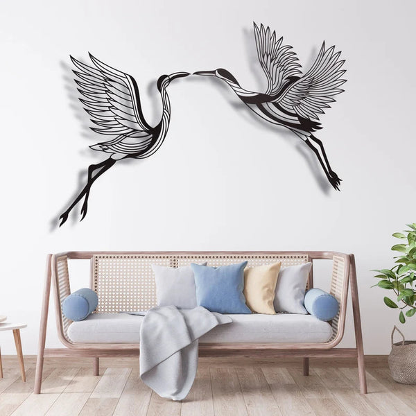 Cranes Dance 70x77 + 60x80cm Black All Products by MetalWallDesigns | MetalWallDesign