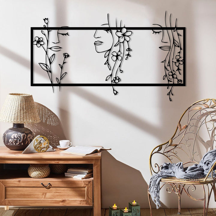 Flower Woman Set 90x53cm/35.4x20.9in Silver All Products by MetalWallDesigns | MetalWallDesign