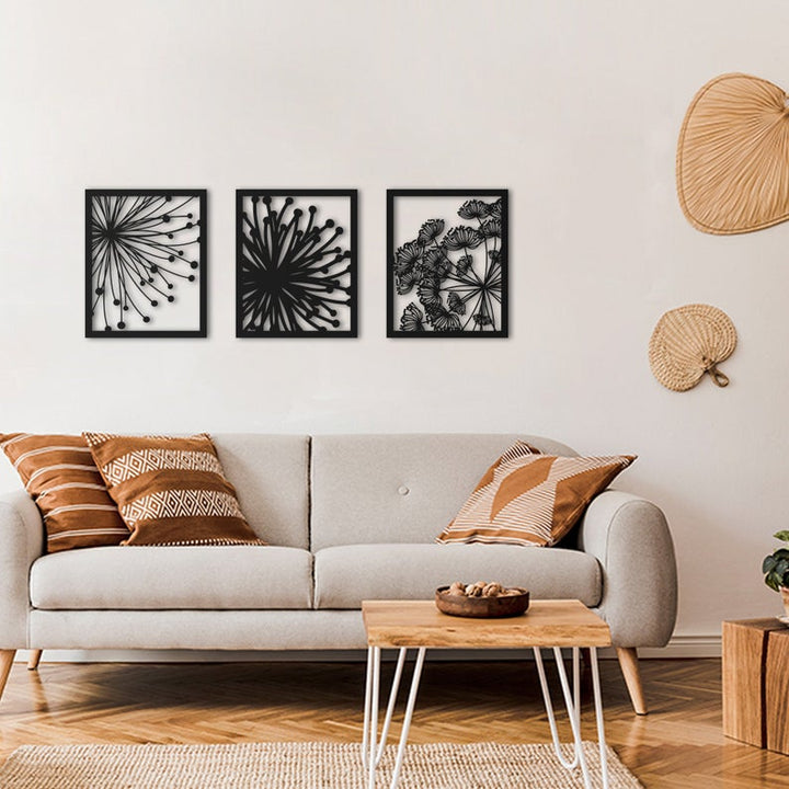 Flowers Blossom Set 240x104cm/94.5x40.9in Black All Products by MetalWallDesigns | MetalWallDesign