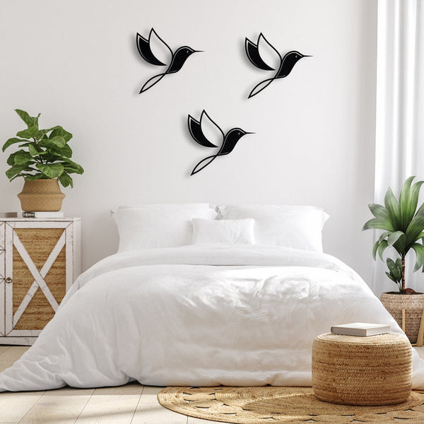 Hummingbird Line Art Set of 4 Gold All Products by MetalWallDesigns | MetalWallDesign