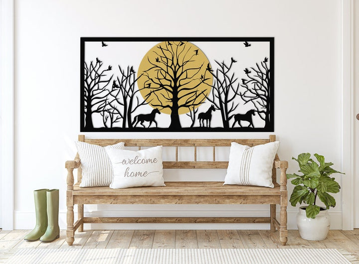 Into the wild 31x70cm/12.2x27.6in Silver All Products by MetalWallDesigns | MetalWallDesign