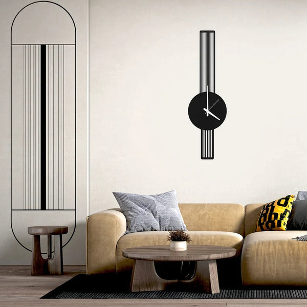 Modern Lane Clock 70x25cm/27.6x9.8in Black White All Products by MetalWallDesigns | MetalWallDesign