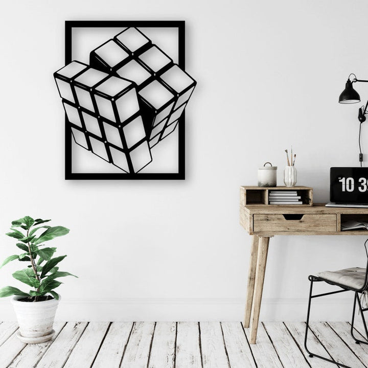 Rubiks Cube Framed 90x98cm/35.4x38.6in Black All Products by MetalWallDesigns | MetalWallDesign