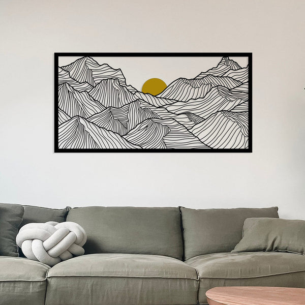 Sunset between mountains 50x100cm/19.7x39.4in Bronze All Products by MetalWallDesigns | MetalWallDesign