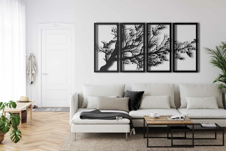 The Tree of Life 4 Parts - Jasmine Each Part: 44x88/17.3x34.6in Black All Products by MetalWallDesigns | MetalWallDesign